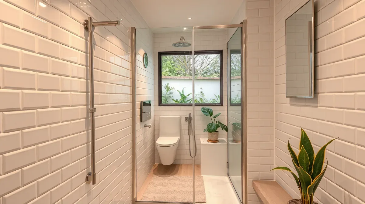 Compact shower room inside a garden room